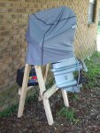 Outboard on homemade stand.JPG