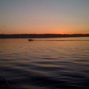 On the hook, watching sunset.