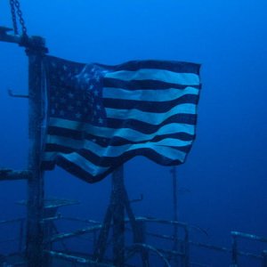 USA Flag underwater at the Miracle Of Life