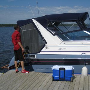 Just docked here for the day. My son unloading coolers for lunch.