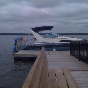 Built a peddle boat lift that can raise and lower the peddle boat into the water by using the stern drive. Made two rods and installed cleats on the p