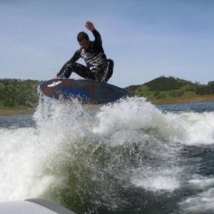 On New Hogan Reservoir March 2010.  See more at http://www.flyboywakesurf.com