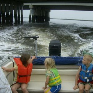 Cruising under I-95 in the South Brunswick River