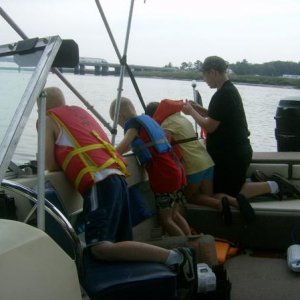 The crew is Crabbing (all except the Kayla Bug, as she will scream if she see's a crab).