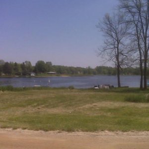 View from my lot on the private lake I am learning to boat and fish on.