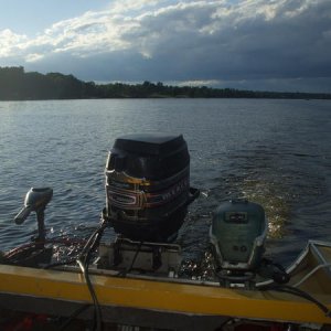 Trolling on Sanford Lake near Midland, MI.