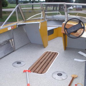 The interior is progressing, love the Nautolex marine vinyl.