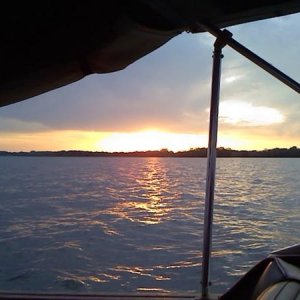 My first sunset from the boat on Lake Koshkonong in WI.