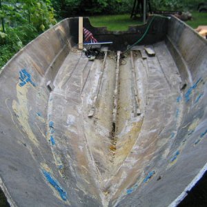 view of rotten stringers and transom