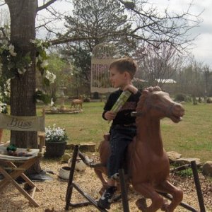 Kadry my grandson enjoying a ride on his stallion!