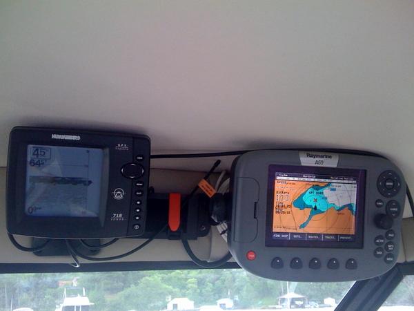 Add a Hummingbird 718 with GPS. This frees up the Raymarine and gives me two screens. Add a power strip in case I install more devices.