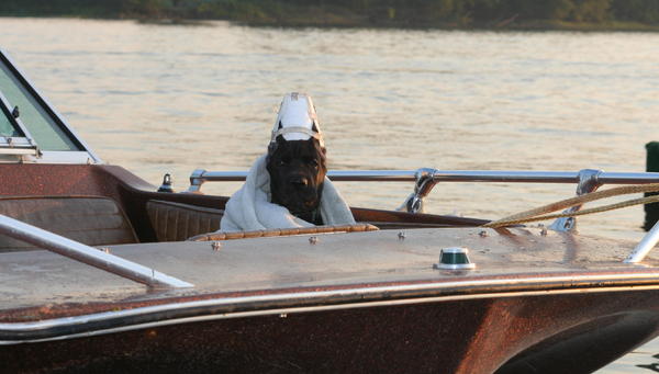 baby Green Bean on the boat