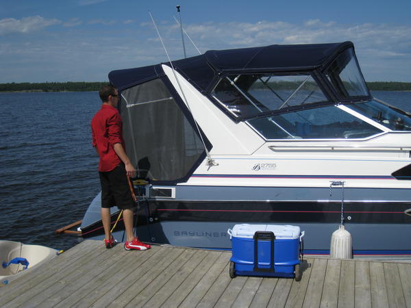 Just docked here for the day. My son unloading coolers for lunch.