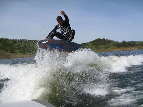 On New Hogan Reservoir March 2010.  See more at http://www.flyboywakesurf.com