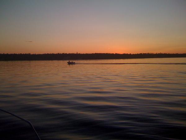 On the hook, watching sunset.