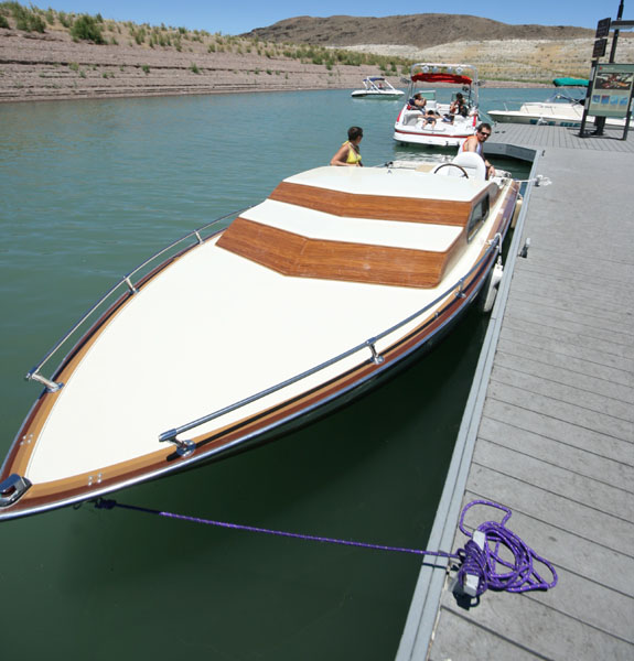 sleek at the dock 1rst time out, looks 100ft long with this lens!