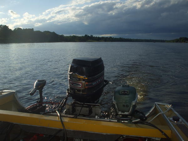 Trolling on Sanford Lake near Midland, MI.